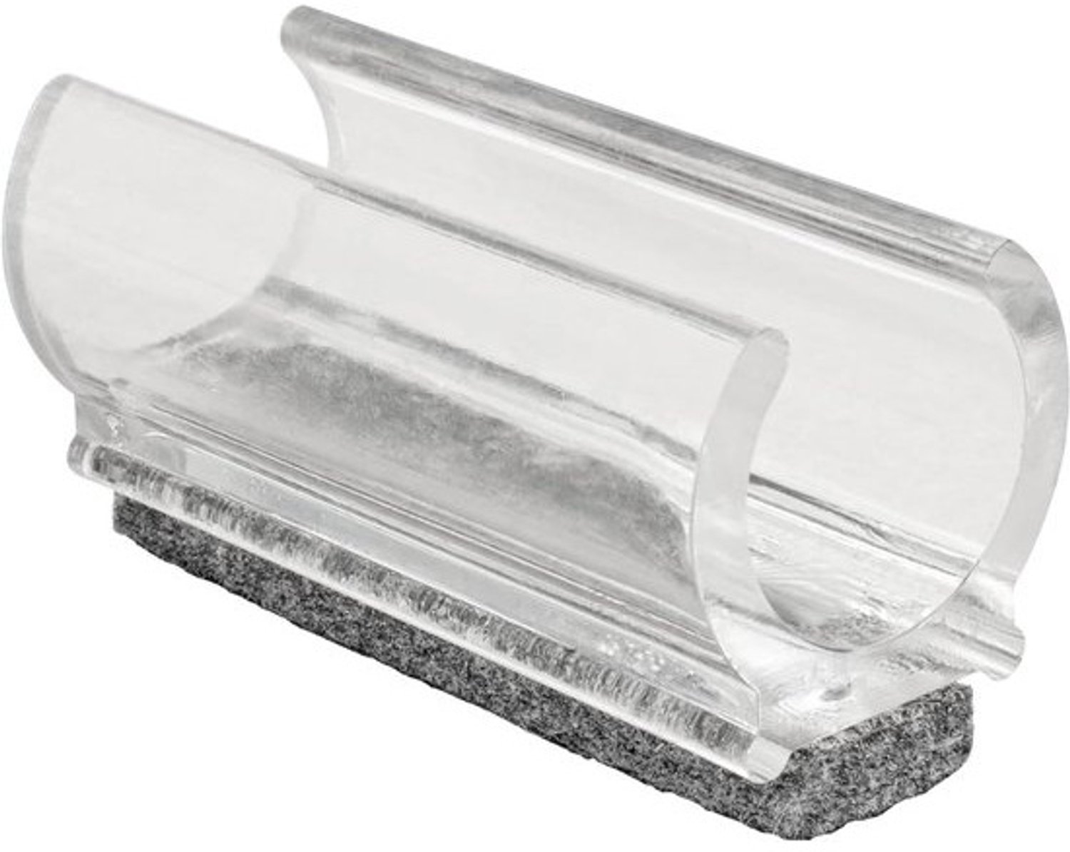 Klemschaal voor ladder - Buisklemglijders - Meubels verplaatsen - Viltglijvlak - 50 x 12/19 mm - Transparant grijs