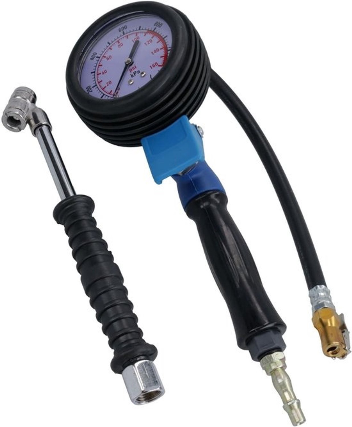 Bandenspanningsmeter voor inflatie - Meter voor bandendruk - Bandenspanning controleren - Adapter met 360 graden draaibereik - 0-160 PSI - Zwart