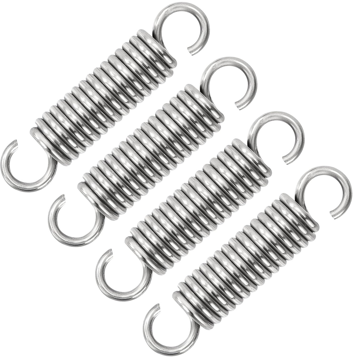 Trekveren 50 mm - roestvrij staal - dubbele haak - hoge elasticiteit, 12,3 kg (4 stuks) - Vemera