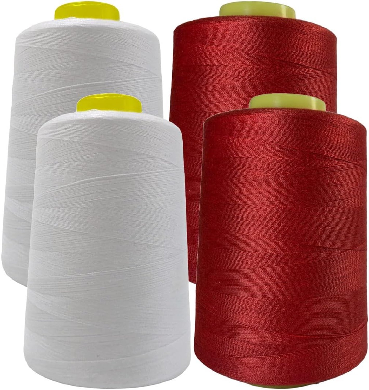 Naaigarenspoelen 4500 meter/rol - Polyester met hoge weerstand - 2 x wit + 2 x rood - ServiceTopper