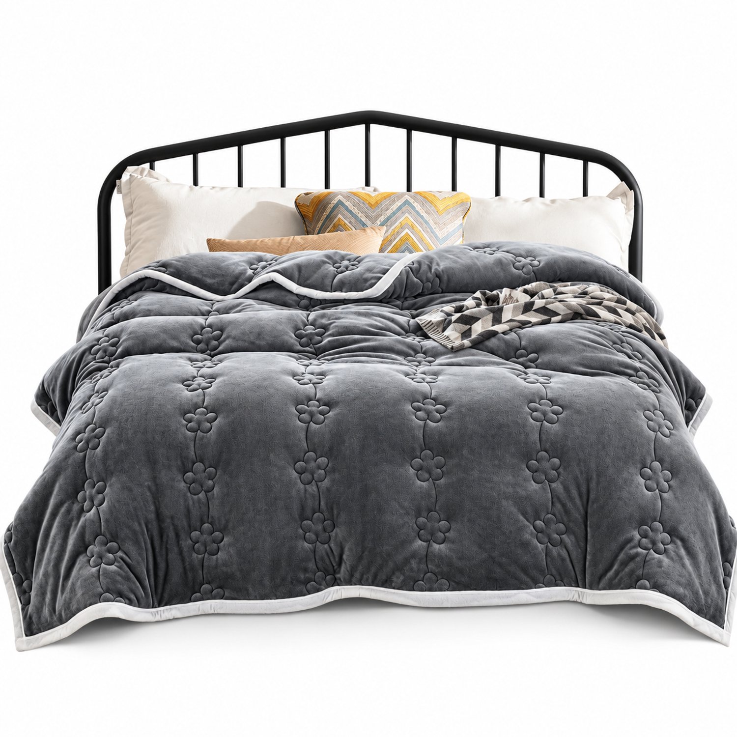 DPLUNIQ Deken - Plaid - Dekentje - Sprei - 3 lagen - 810 g/m² - 200x230cm - Wasbaar - Extra Warm - Zacht - Fleece Stof - Grijs