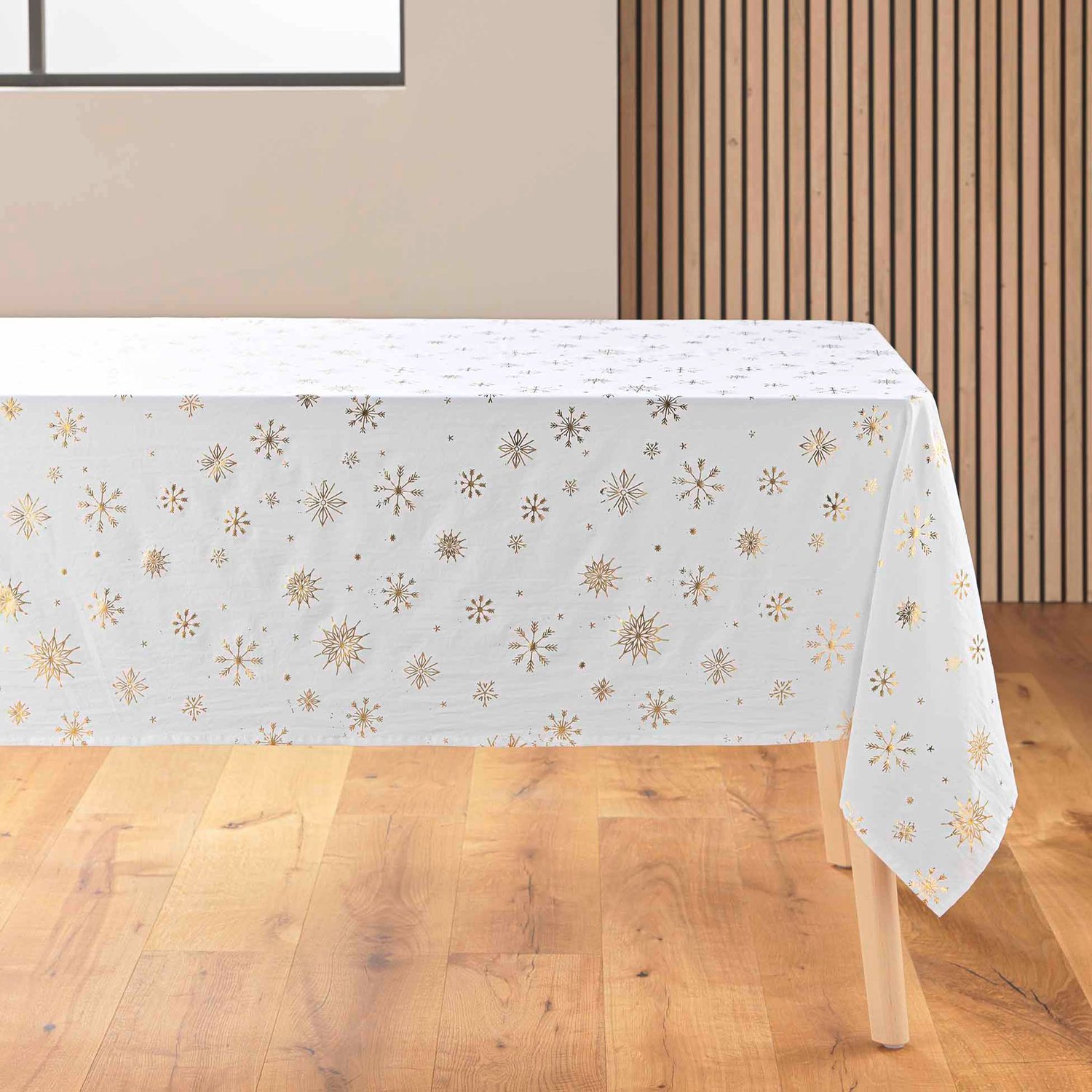 Douceur d'intérieur - Rechthoekige tafelkleed, gouden versiering, 140 x 240 cm, ASTRELIA