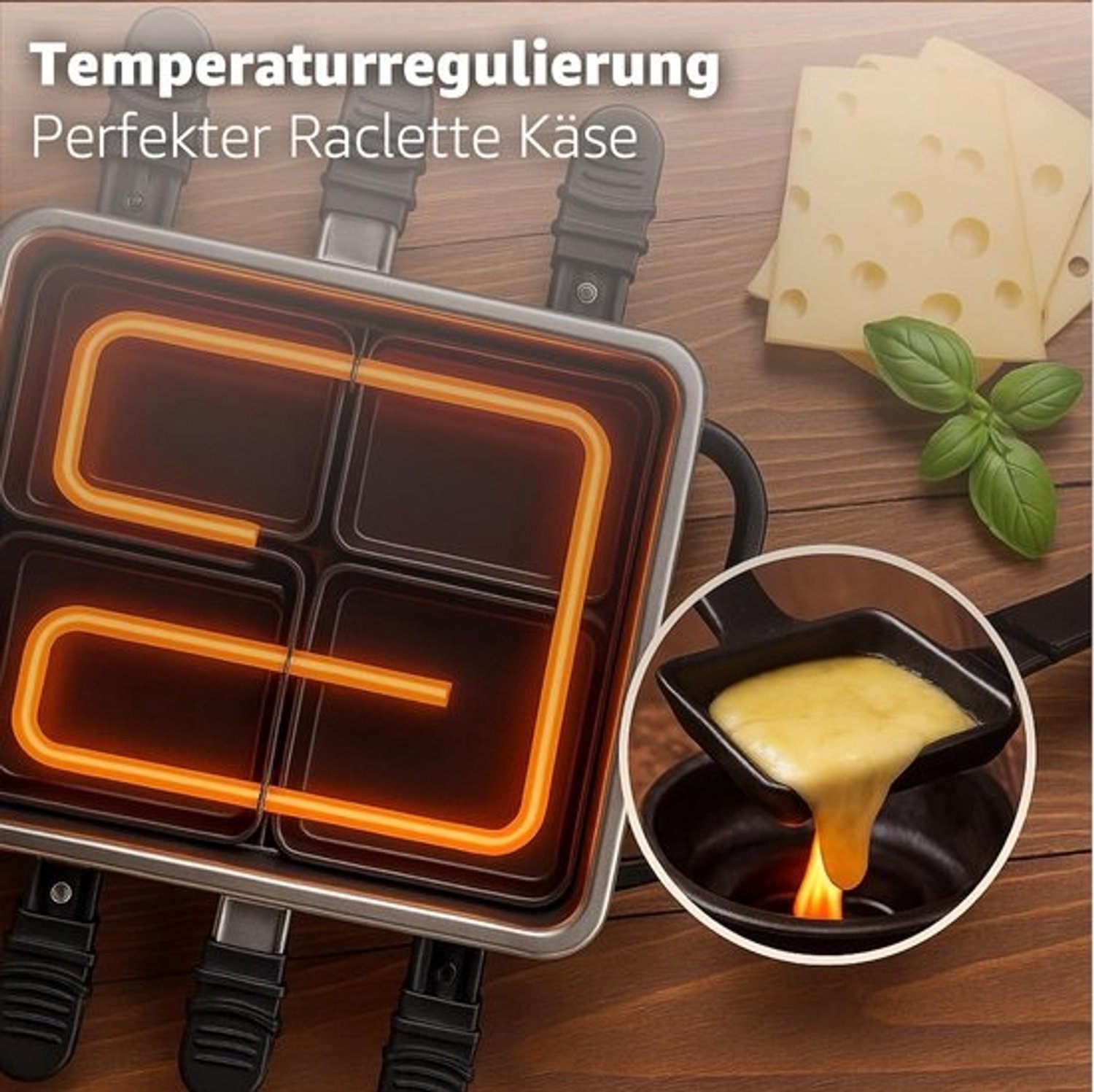 Raclette fondue set - Apparaat voor 8 - Samen aan tafel - Inclusief 17 accessoires - Voor 8 personen - Zwart – foto 3