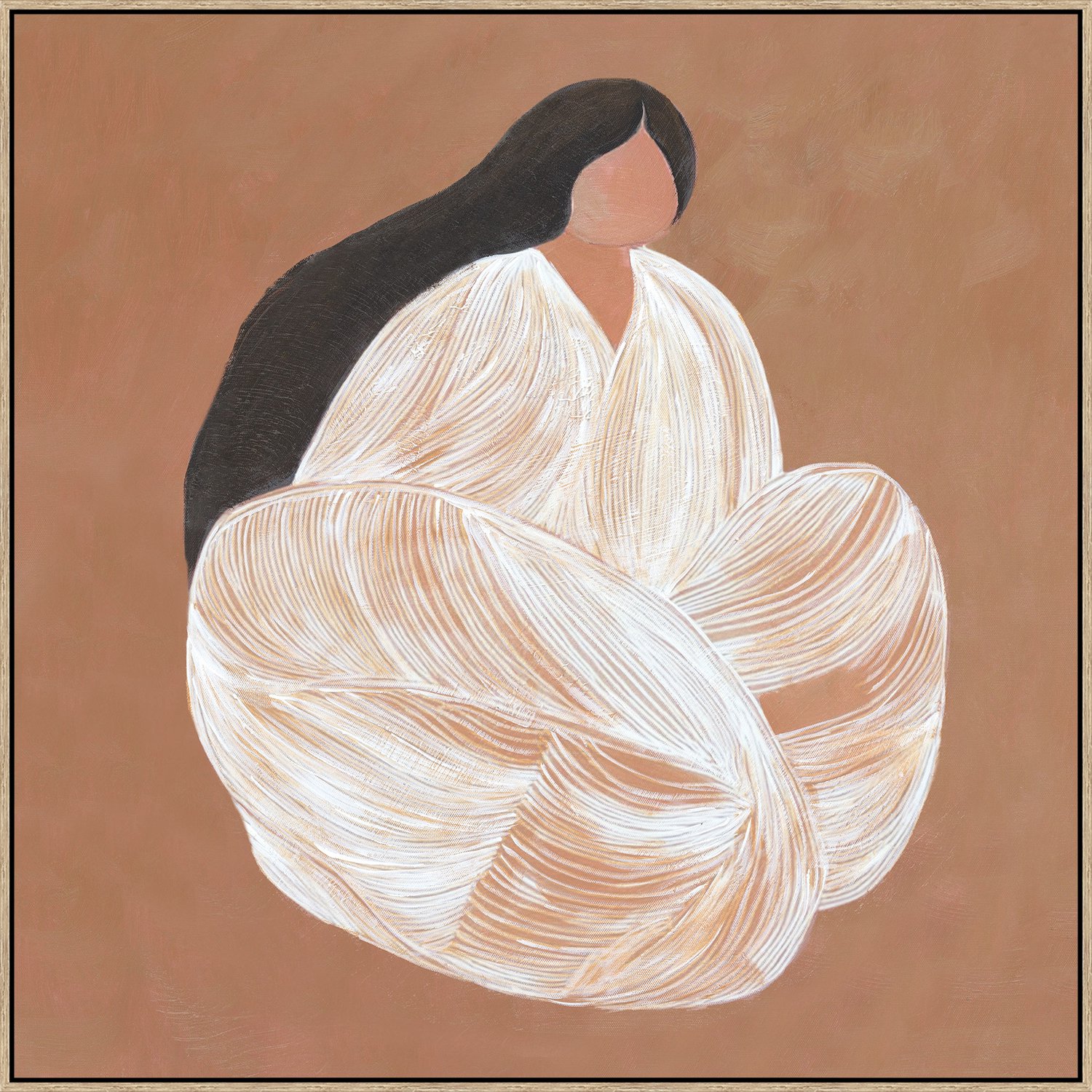 Schilderij vrouw kleermakerszit
