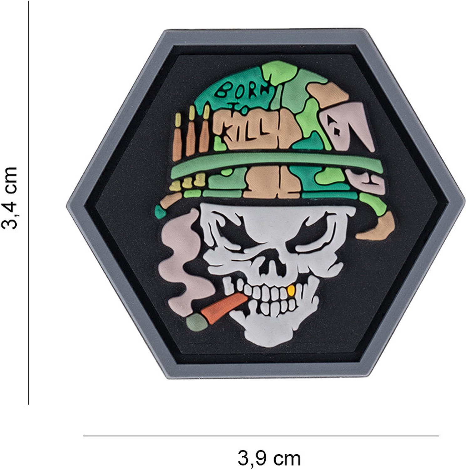 Embleem 3D PVC Hexagon skull Vietnam ace #8058