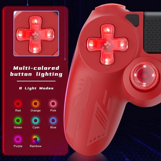 Draadloze gamecontrollerset (2 stuks) - RGB-licht, Turbo, 6-assige sensor en audioaansluiting voor PS4/PC — afbeelding 3