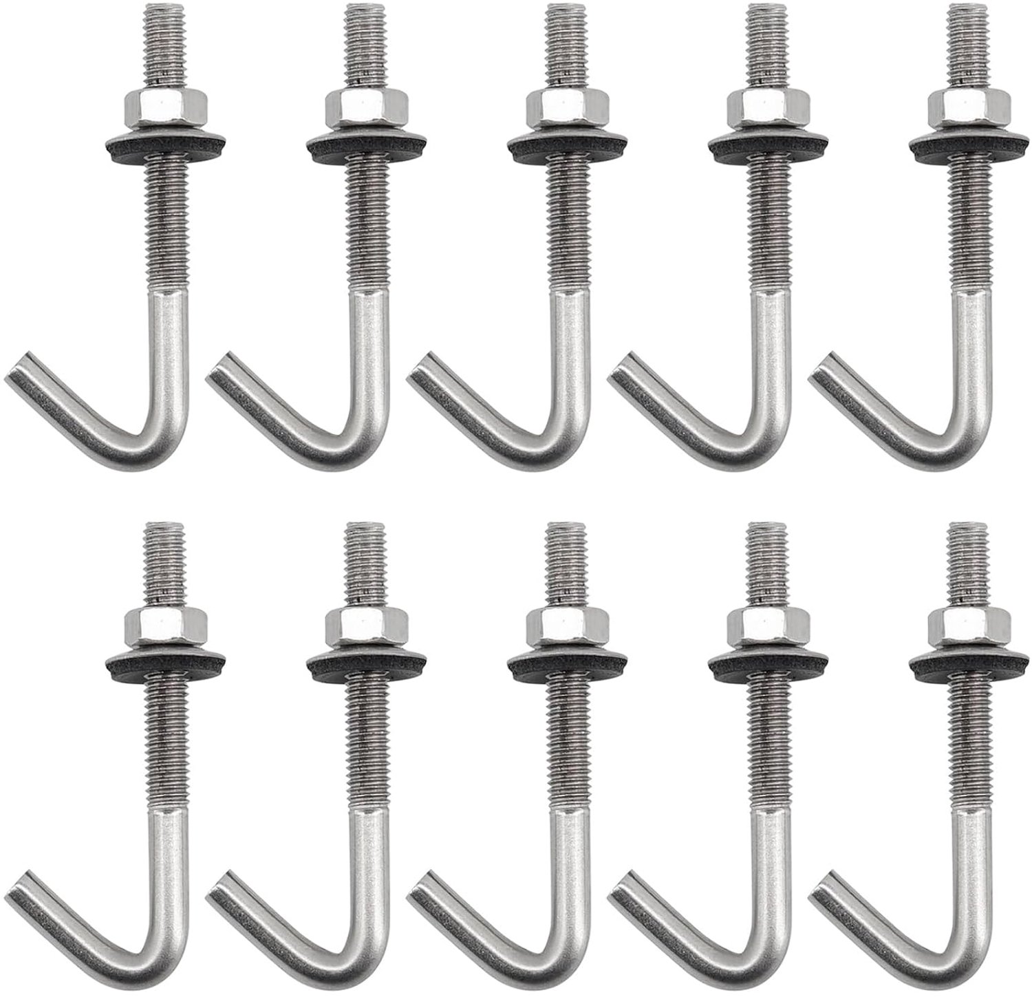M6 x 140 mm dakanker - 10 stuks - 304 roestvrij staal - corrosiebestendig voor vochtige omgevingen - ServiceTopper
