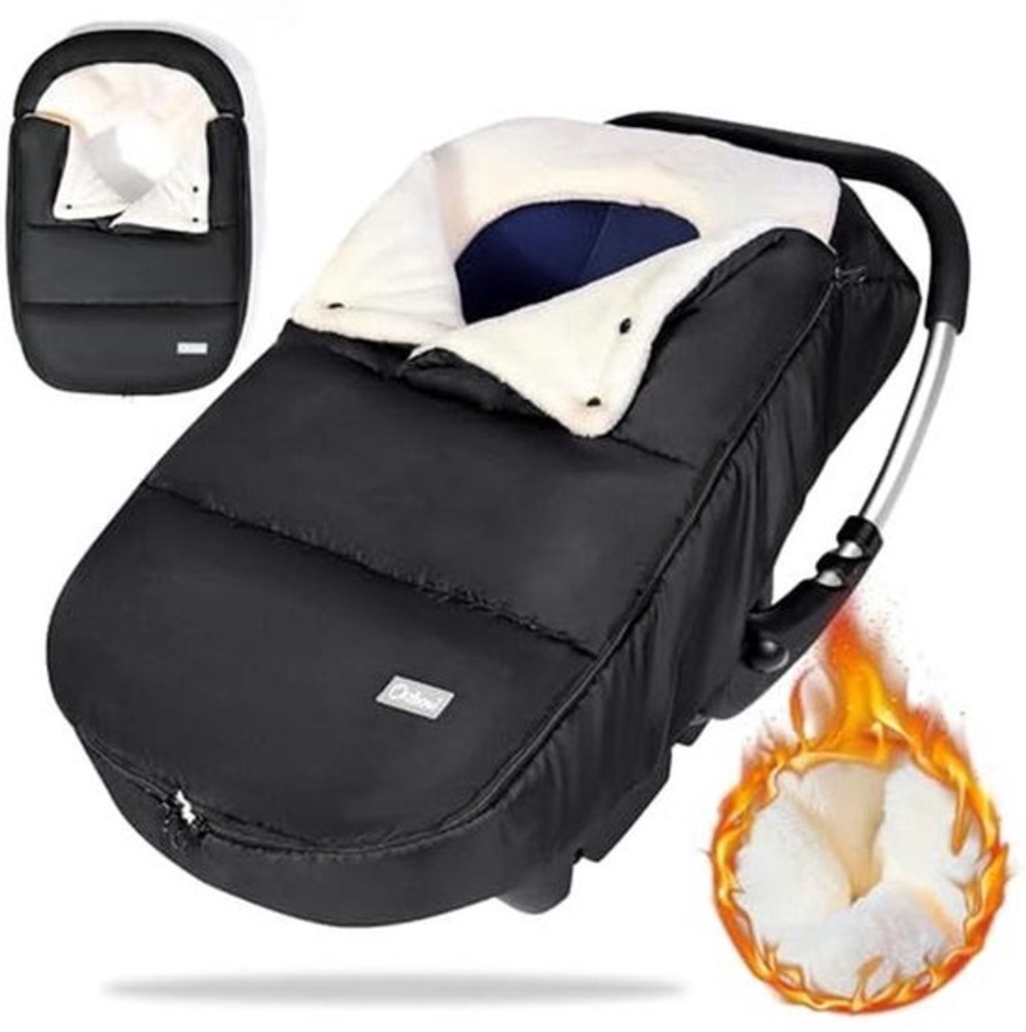 Voetenzak voor baby - Dekje voor autostoel - Behoudt de warmte - Waterafstotend materiaal - 269 x 206 cm - Zwart
