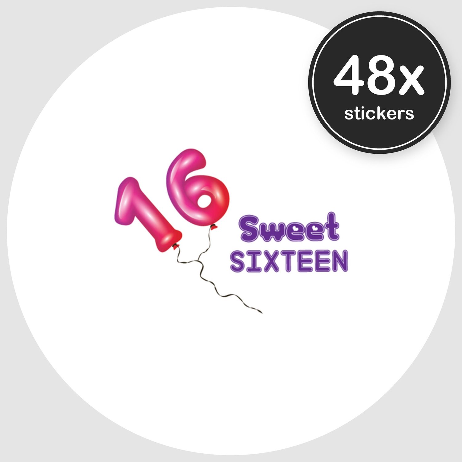 Sluitstickers Verjaardag - 48 stuks - Rond 30 mm - Verjaardag Stickers - Sluitzegel Uitnodiging - Design 101