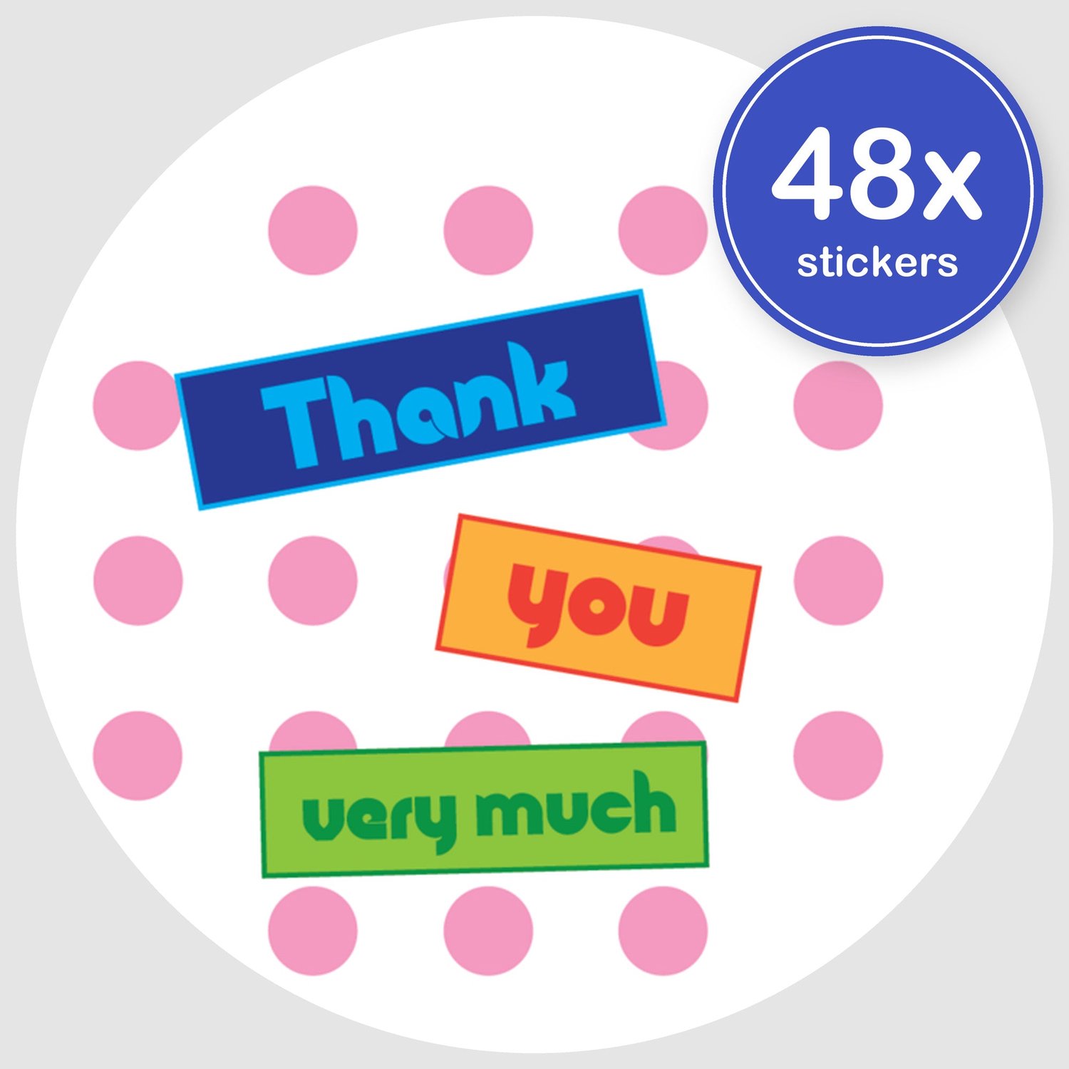 Sluitstickers Bedankt - 48 stuks - Rond 30 mm - Bedankt Stickers - Sluitzegel Envelop - Design 010