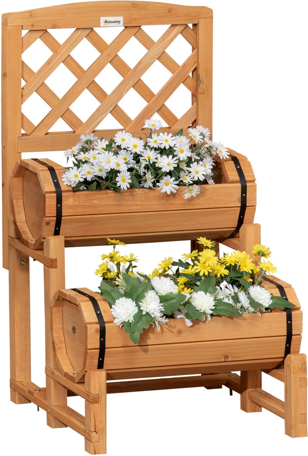 Sunona Verhoogde plantenbak met rankrek - 45 x 45 x 80 cm - Bruin