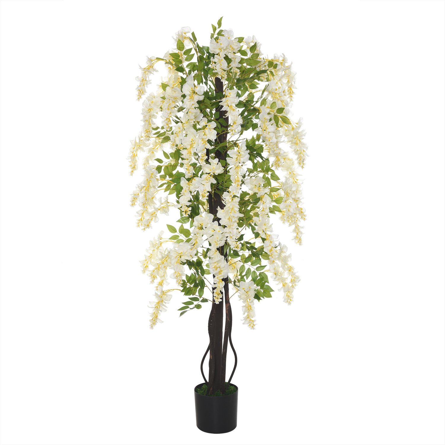 Sunona Kunstplant blauwe regen - Inclusief pot - 165 cm hoog - Wit/Groen