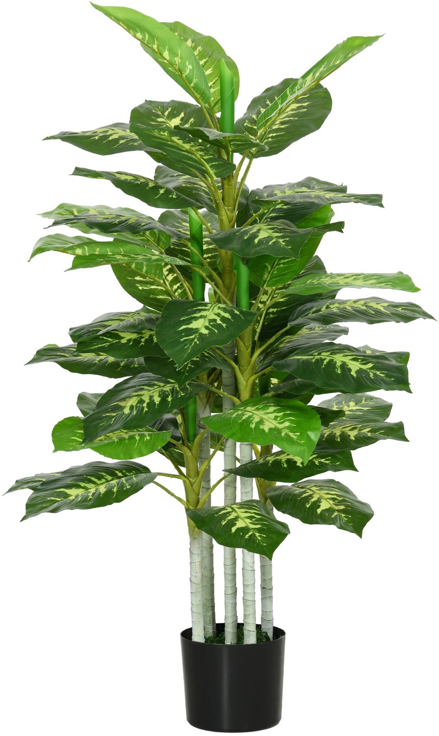 Homona Kunstplant dieffenbachia - Inclusief pot - 120 cm hoog - Groen/Zwart