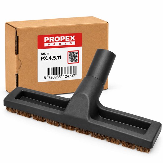 Zwarte universele parketborstel met natuurhaar en bruine borstelharen, voor Propex Parts, art. nr. PX.4.5.11.