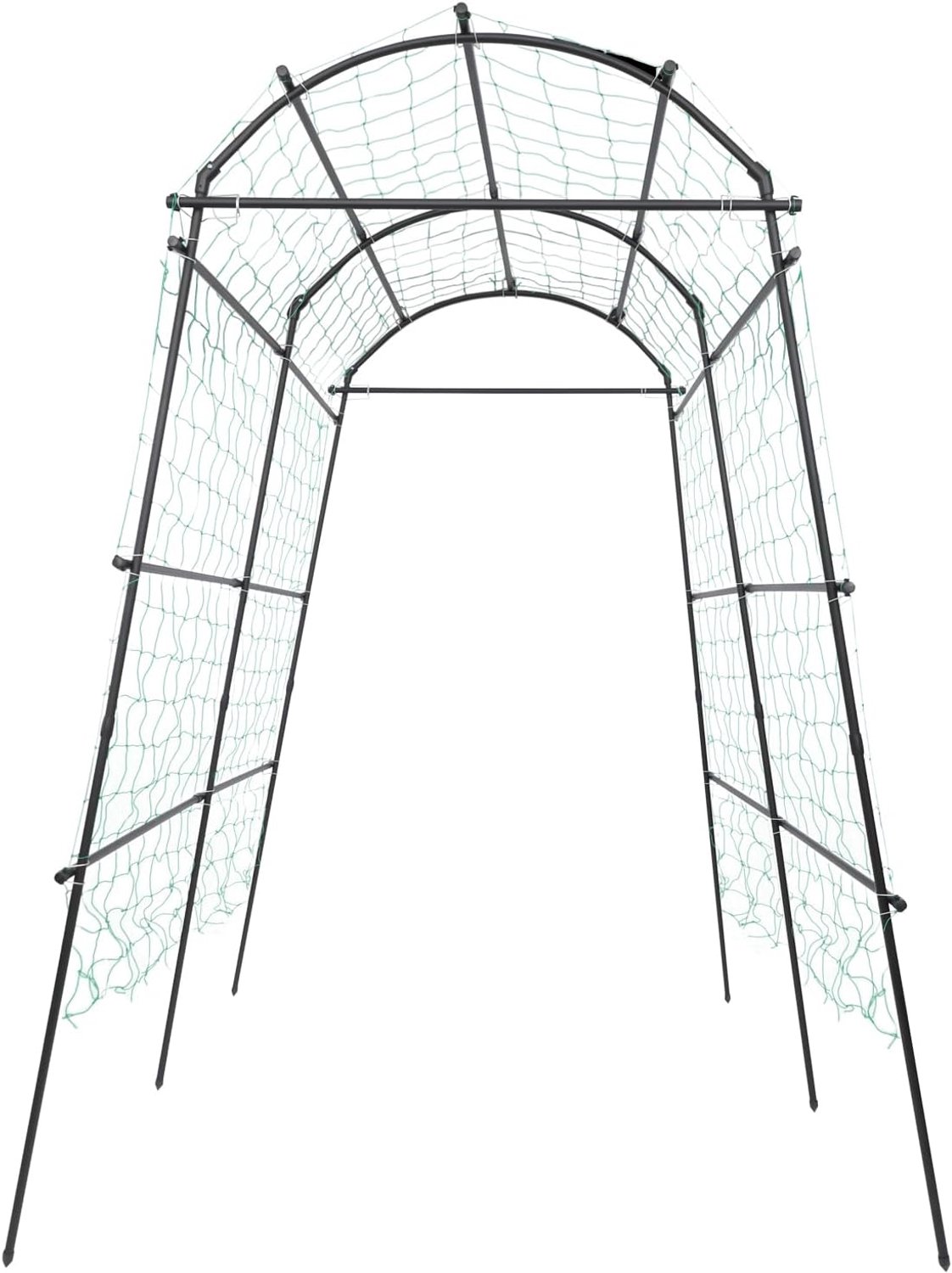 Rozenboog Met Net - Zwart - Metaal - 183 cm Hoog - Tuinboog - Klimrek Voor Planten