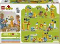 Dos de la boîte LEGO DUPLO 3-en-1 montrant différentes options de construction, idées créatives et texte.