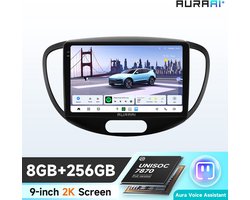 Autoradio 2Din Android Auto - Geschikt Voor Hyundai i10 2007-2013 - 4G Verbinding - Bluetooth - GPS Navigatie - AI Spraakbesturing