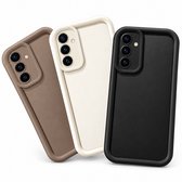 Zwart beige taupe telefoon hoesje set van 3 geschikt voor Samsung Galaxy A16 dames en heren backcover case met matte afwerking, schokbestendig ontwerp en verhoogde camerabescherming