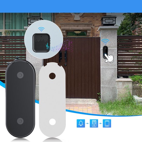 Slimme Draadloze WiFi Deurbelcamera – 125° Groothoek En Witlicht Nachtzicht En Tweewegs Audio – IP65 Waterdicht En 1000 mAh Batterij – Voor Huisbeveiliging – Zwart — afbeelding 3