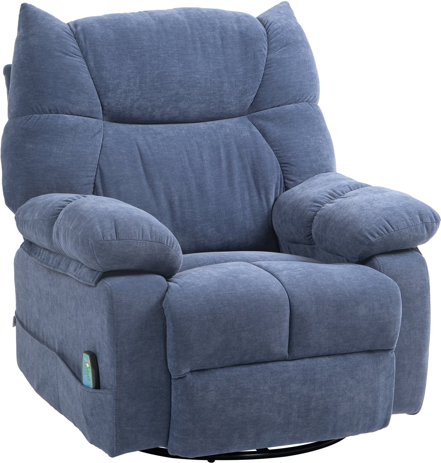 Homona Massagefauteuil - Met 8 massagepunten en lendenverwarming - 360° draaibaar en schommelend - Rugleuning verstelbaar tot 145° - Met voetensteun en afstandsbediening - 98 x 90 x 98 cm - Blauw