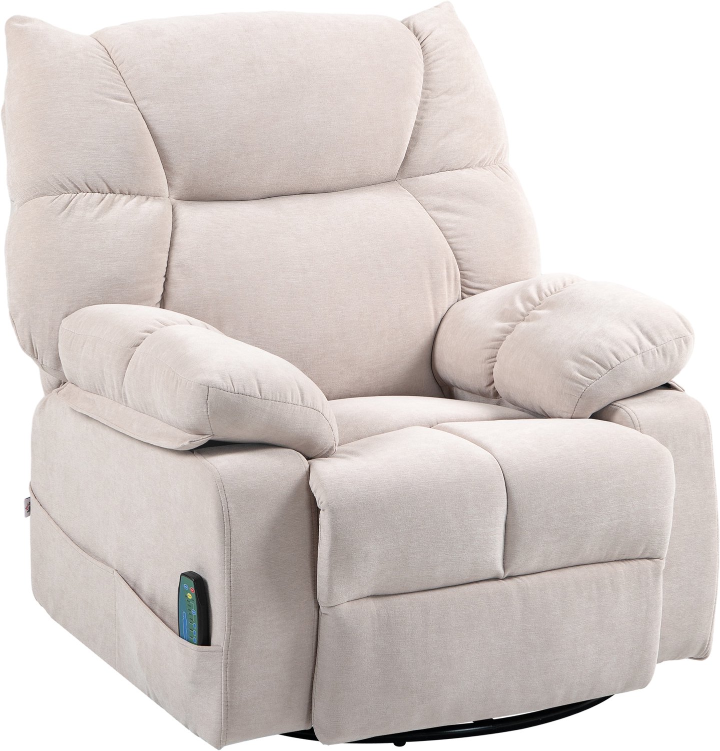 Homona Massagefauteuil - Met 8 massagepunten en lendenverwarming - 360° draaibaar en schommelend - Rugleuning verstelbaar tot 145° - Met voetensteun en afstandsbediening - 98 x 90 x 98 cm - Beige