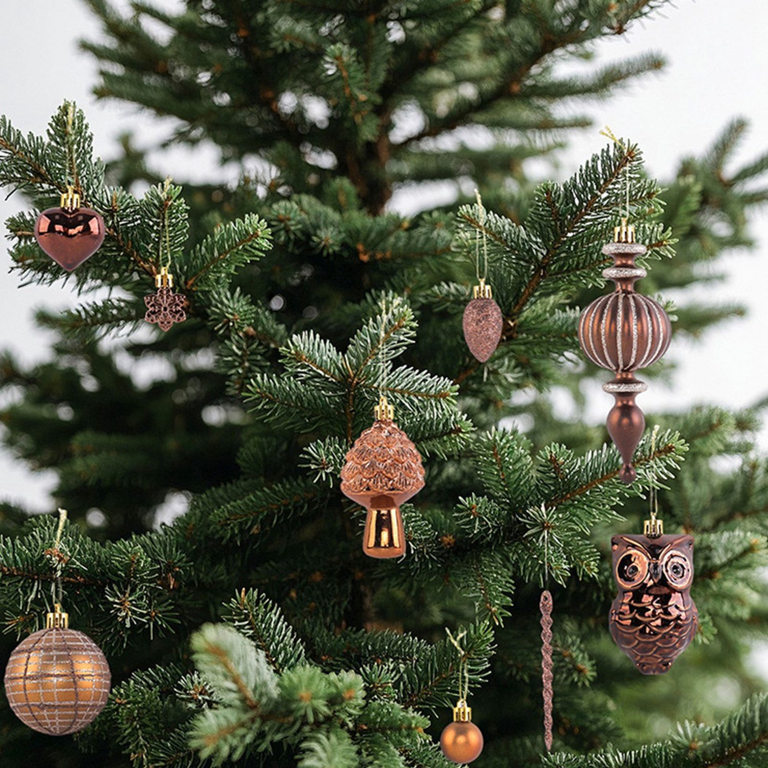 Kerstbal decoratieset 53 stuks- gevarieerde vormen met dennenappels en vormgevallen ballen- handbeschilderde kerstboom hangornamenten- luxe kerstdecoratie voor etalage en binnen – foto 3