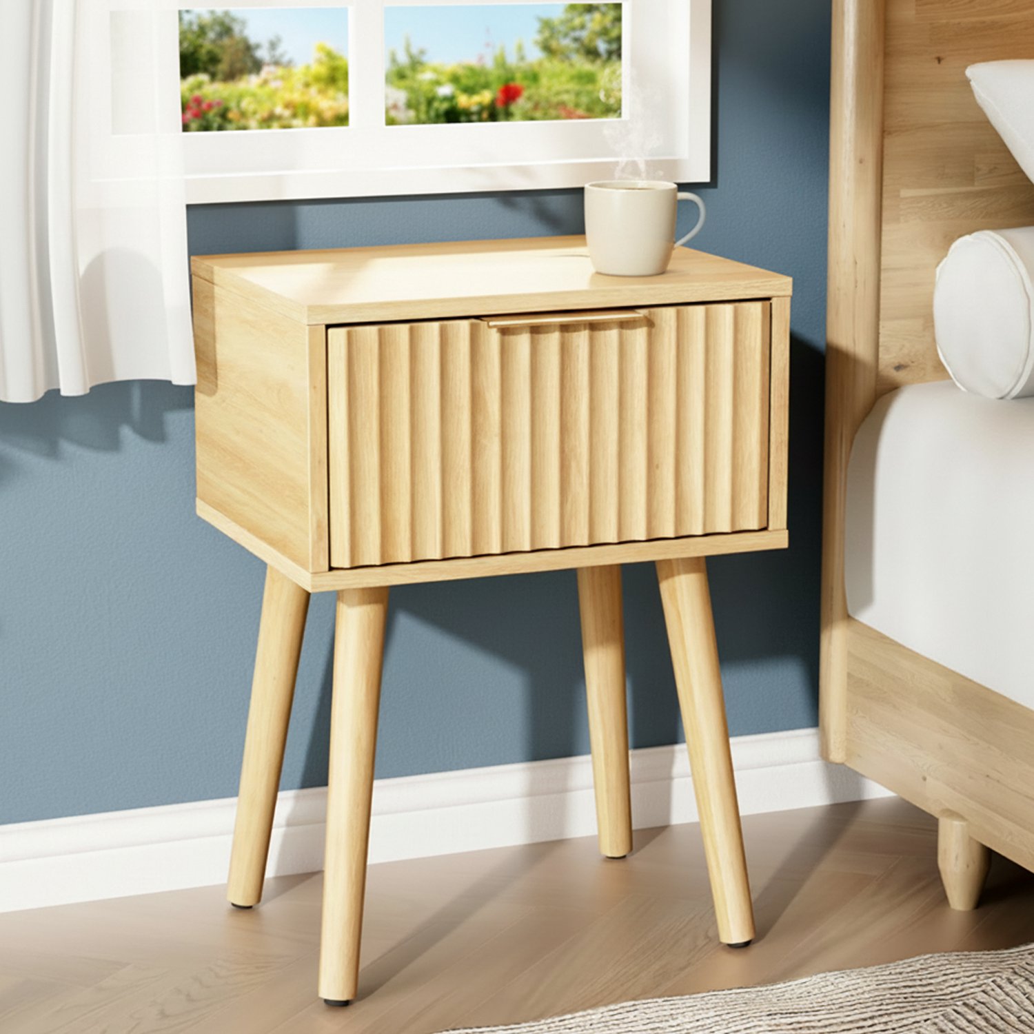 LEADZM Nachtkastje met 1 lades - Eiken - 40 x 30 x 55 cm