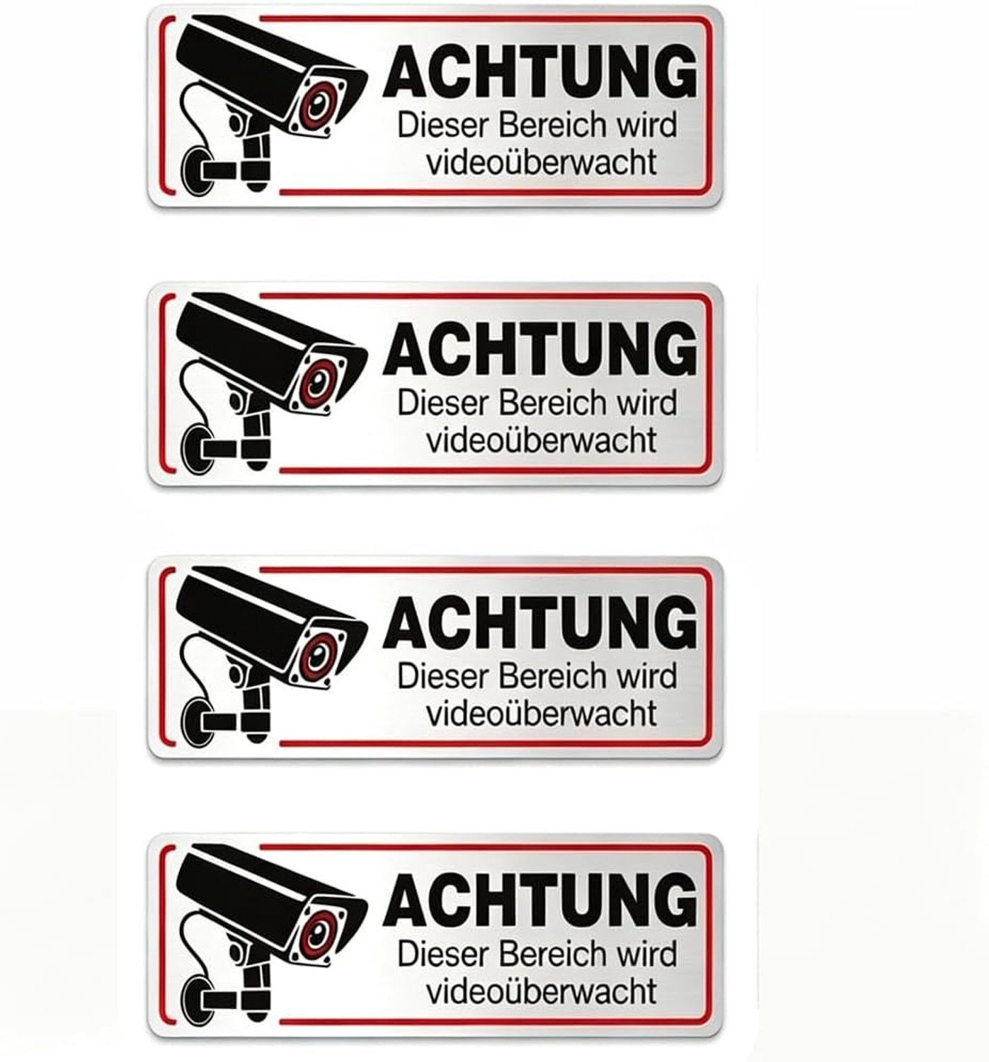 Waarschuwingsticker Video Surveillance - 4 Stuks, 12 x 4 cm, Camera Bewaking, Veiligheid, Binnen en Buiten Gebruik, Privacy Bescherming