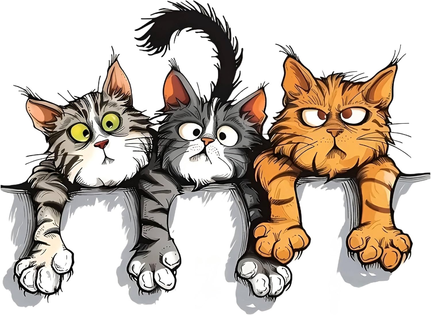 Kattenautostickers set van 2 - 14,5 cm - glanzende vinyl - grappige cartoonstickers voor auto's - Vemera