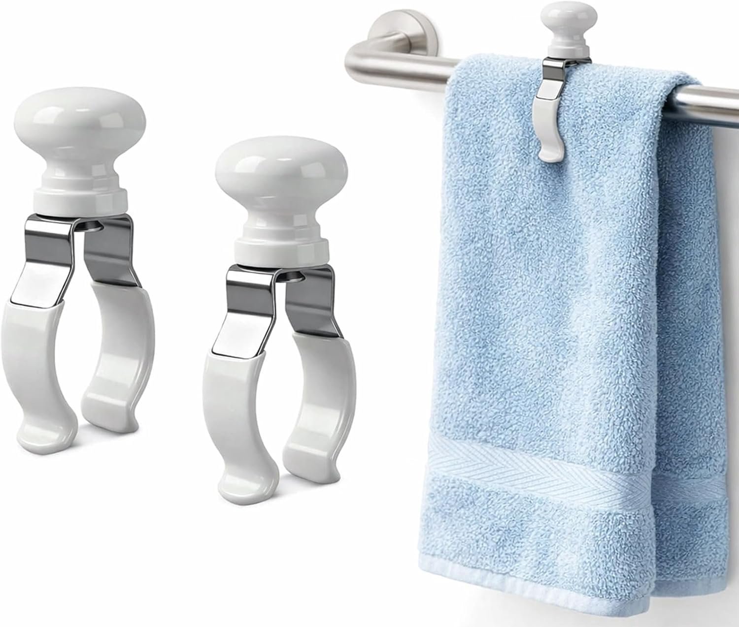 Metalen handdoekklemmen 2-delig - roest- en hittebestendig - ergonomische grip - geschikt voor keuken en badkamer - Vemera