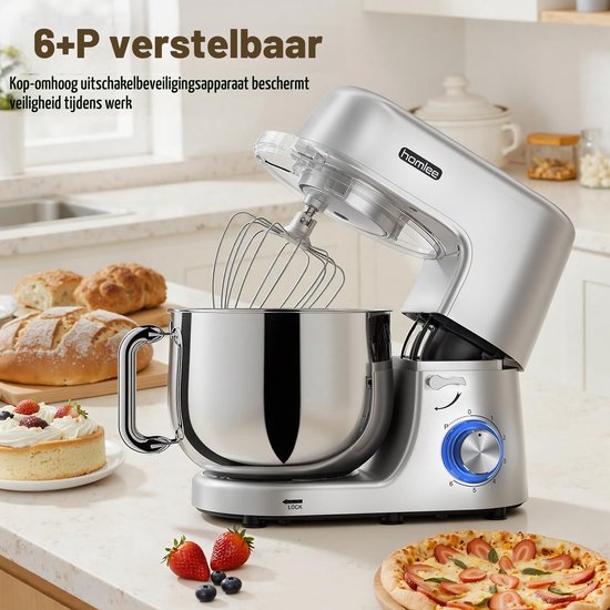 Keukenmachine 2000W kneedmachine 5,5L deegmachine 6-traps snelheid mixer — afbeelding 3