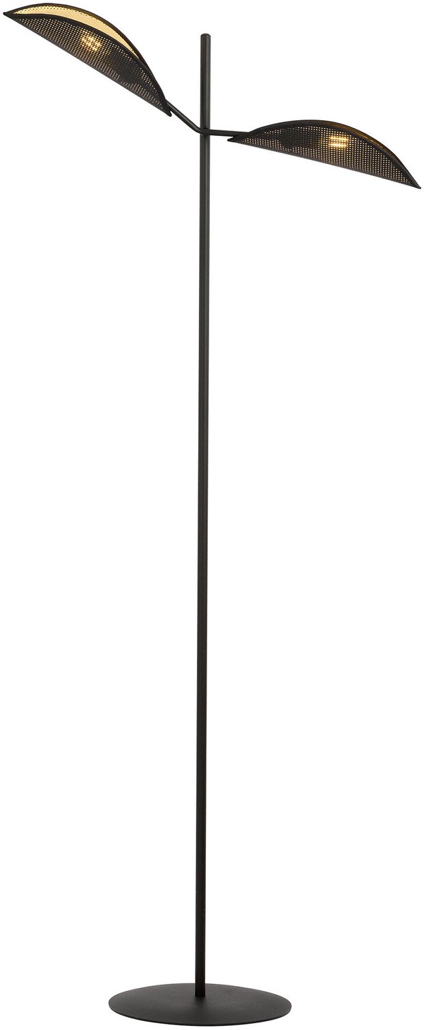 Emibig Skanderborg vloerlamp zwart en goud met metalen vallende bladen 2x E14 - Elegante verlichting voor elk interieur