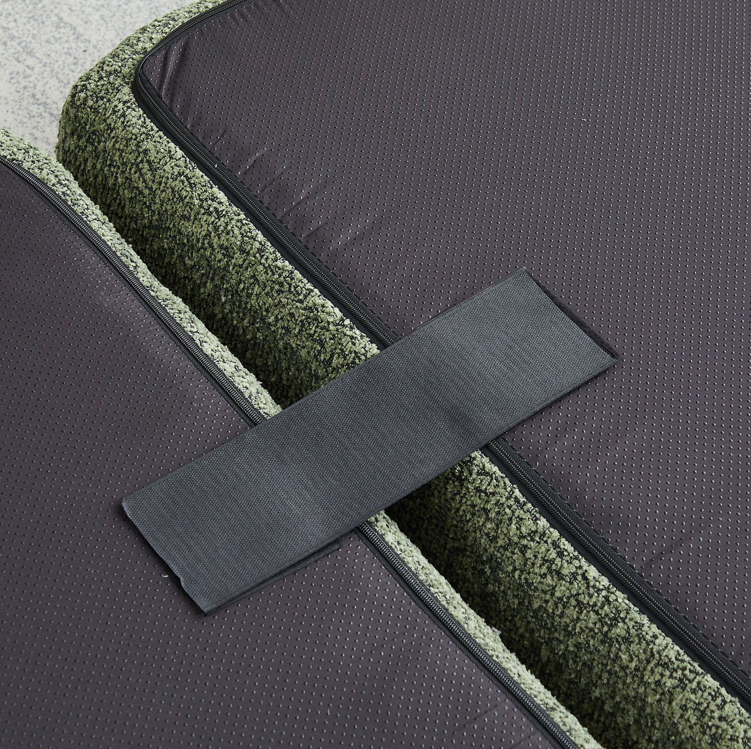Wishdor Modulaire slaapbank - Twee-in-één sofa en logeerbed - Opvouwbaar zonder gereedschap - Verbindbare modules - Hoge rugleuning - Chenille met ijzeren frame - Groen