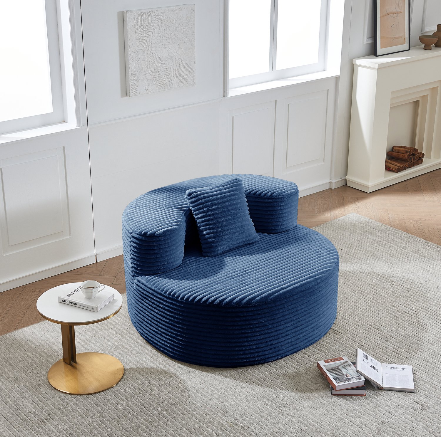 CHICFURN Zitzakstoel - Met rugleuning - Schuimvulling - Blauw