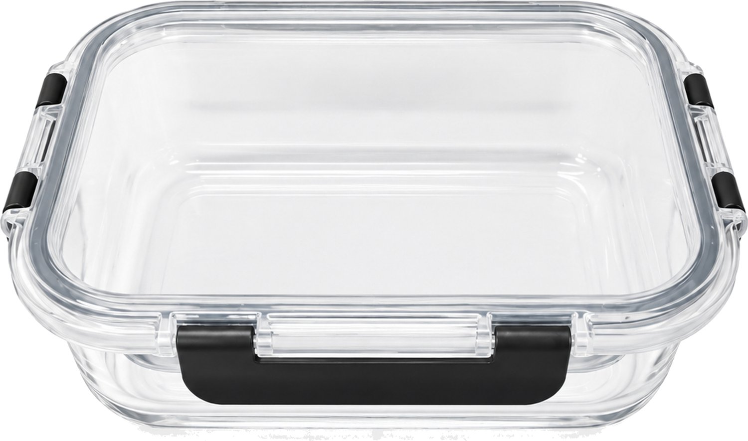 Broodtrommelset van hoogborosilicaatglas, 4 rechthoekige bakjes met draaideksel