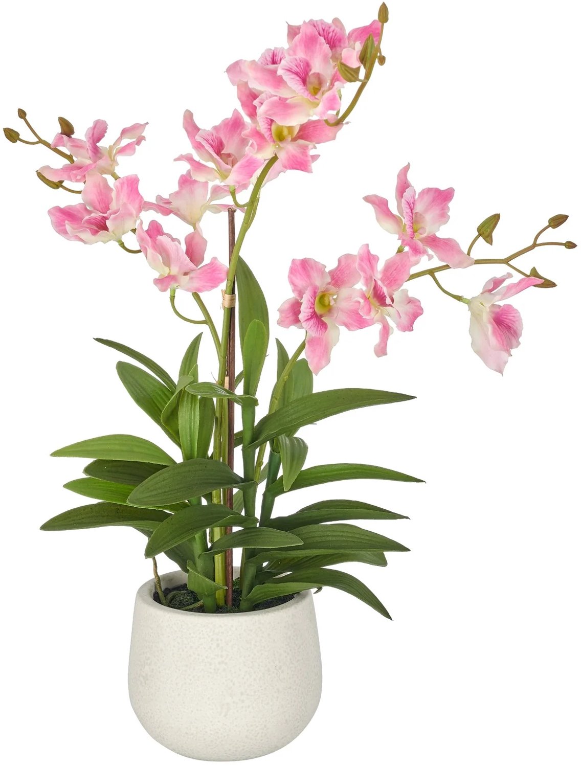 KOPU® Kunstorchidee 55 cm - Roze - Wit-grijze pot - Dendrobium