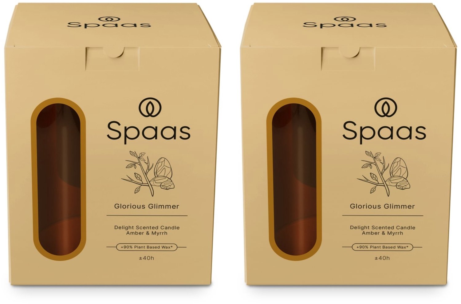 SPAAS Delight Geurkaars in glas - Set van 2 Geurkaarsen - Amber en Mirre - Large - circa 40u - Glorious Glimmer Ivoor Glorious Glimmer