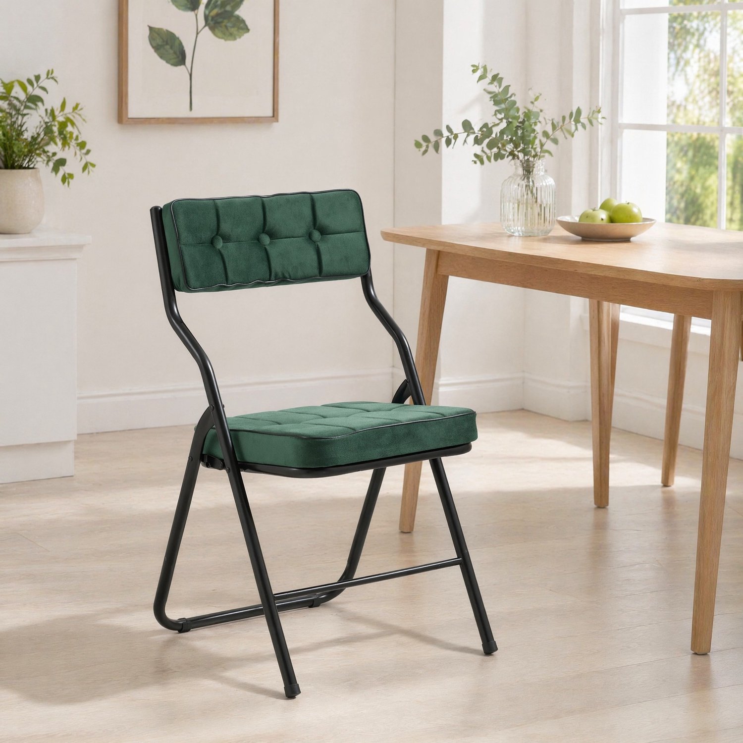 CHICFURN Inklapstoel - Opvouwbaar - Gestoffeerd - Groen