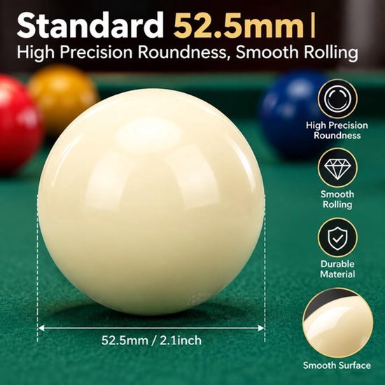Snookerballenset 22 Stuks - Diameter 52,5 mm - Kunsthars - Unisex - Biljart Accessoire — afbeelding 2