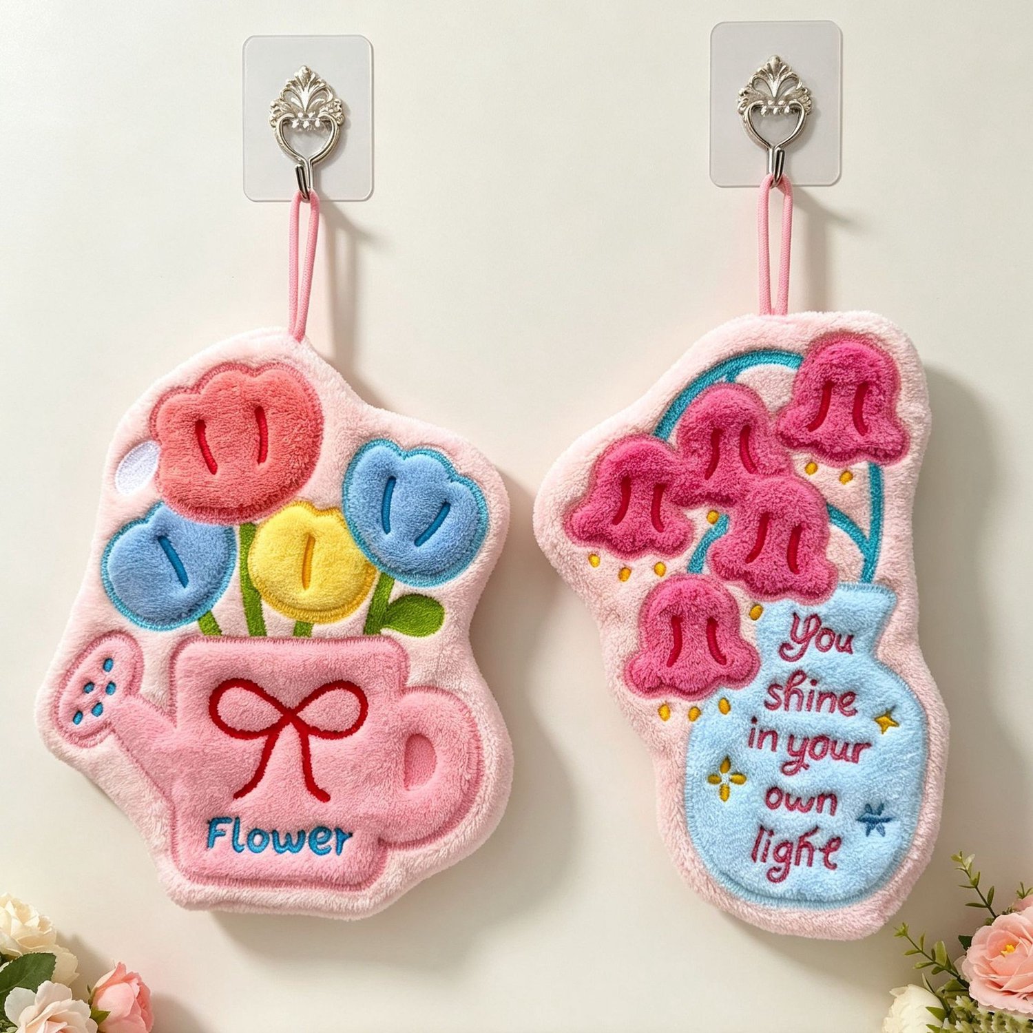 Handdoek om op te hangen - 2 Stuks - Koraalvlies - Tulp patroon - Keuken handdoek - Gezichtshanddoek voor kinderen - Absorberend - Zacht - 26 x 13 cm - Decoratieve handdoek - Voor badkamer en keuken - Ophanglus - Huisdecoratie - Kleurrijk