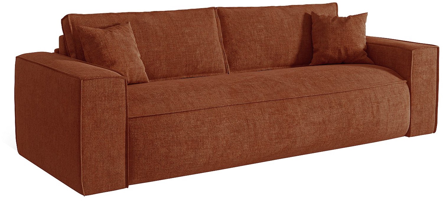 Vente-unique Vierzitsslaapbank express in terracotta stof - Slaapoppervlak 160 cm - Matras 13 cm met traagschuim - AMELIA