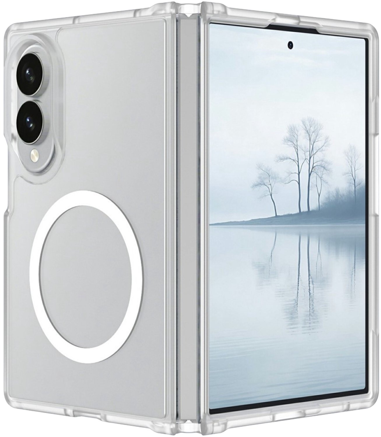 Casety Geschikt voor Samsung Galaxy Z Fold 8 slank backcover hoesje met magnetisch ondersteuning - Transparant