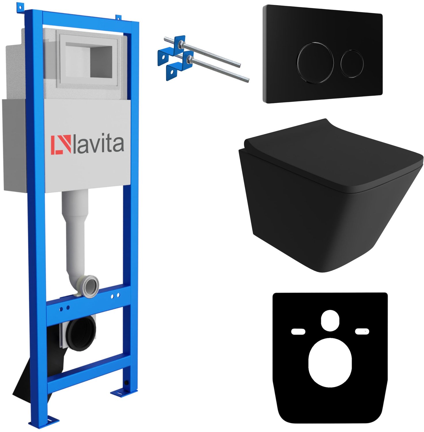 LAVITA complete toiletset LAGO LAV 101 LAV 200.4.4 randloos zwart