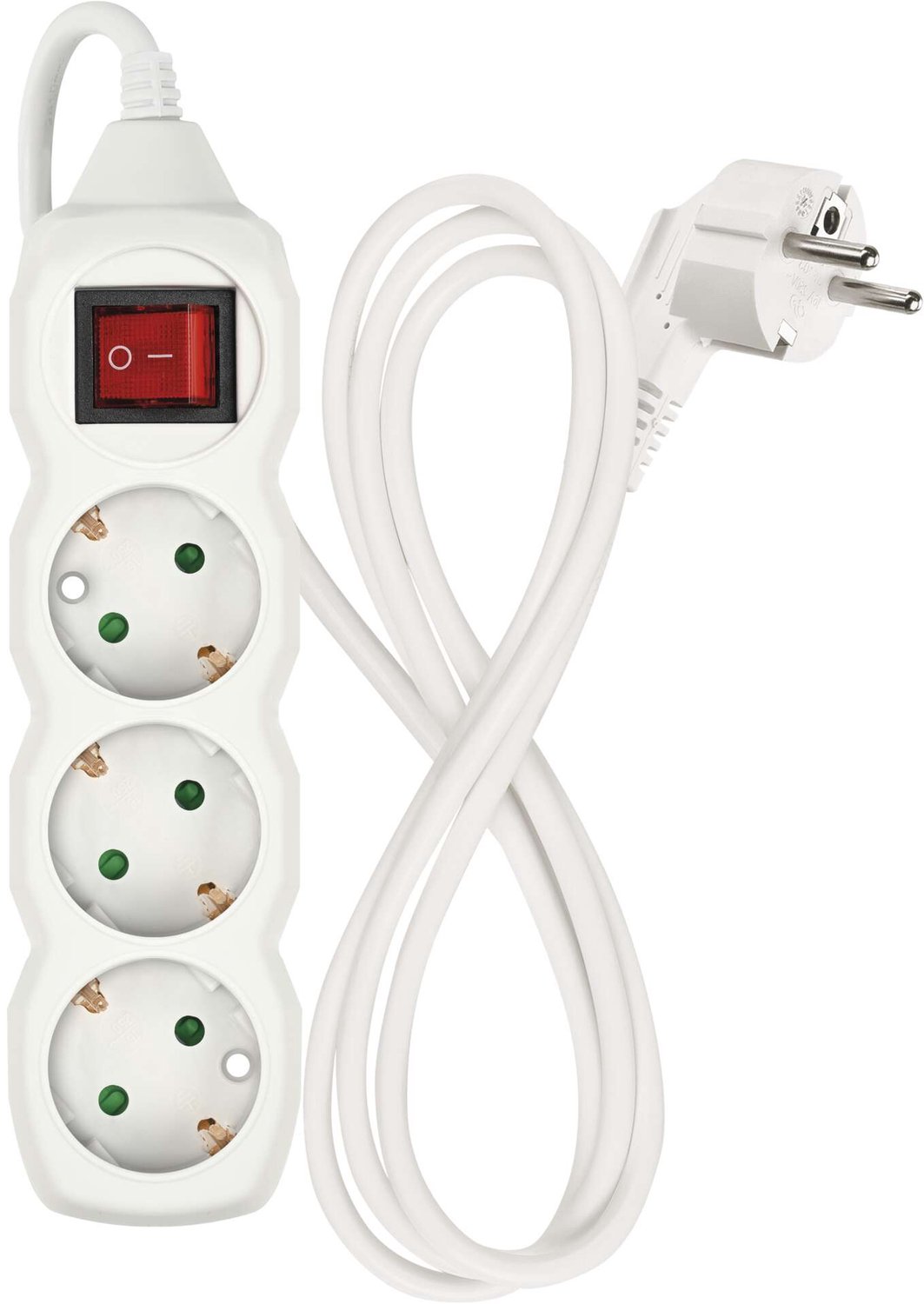 EMOS Verlengsnoer 1,5 m / 3 stopcontacten / met schakelaar / wit / PVC / 1,5 mm², P1321R