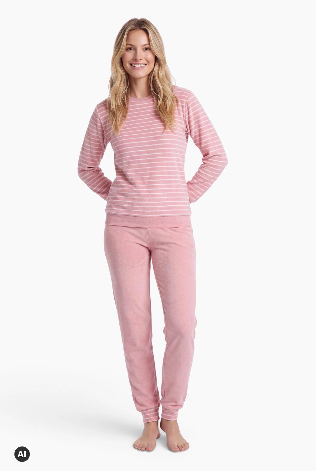 Normann Dames pyjama Normann badstof 22620193870 - Rose - XL 48/50