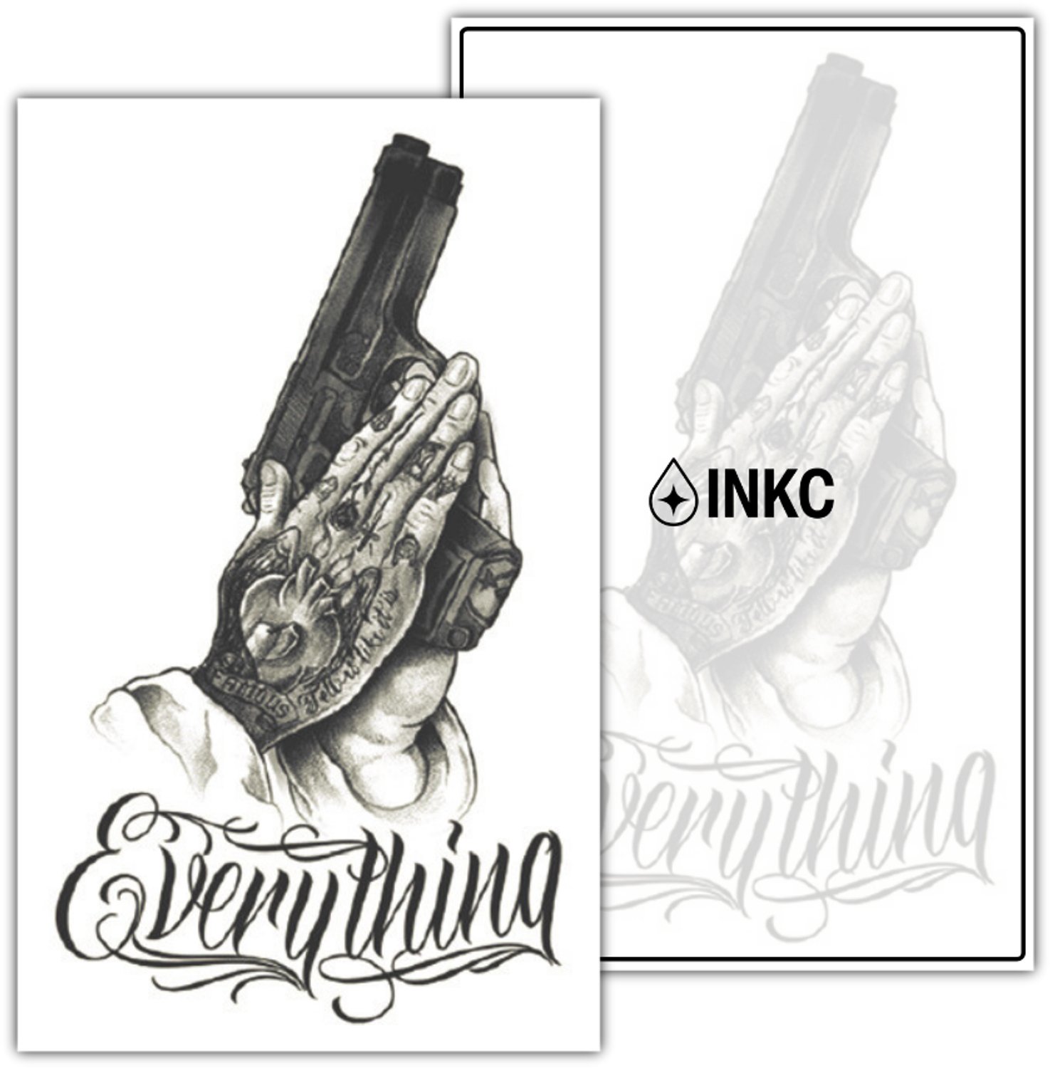 INKC - Tijdelijke Tattoo - Vrede Pistool - Nep Tattoo - Plak Tattoos - Blijft tot 2 weken - 11 x 18cm