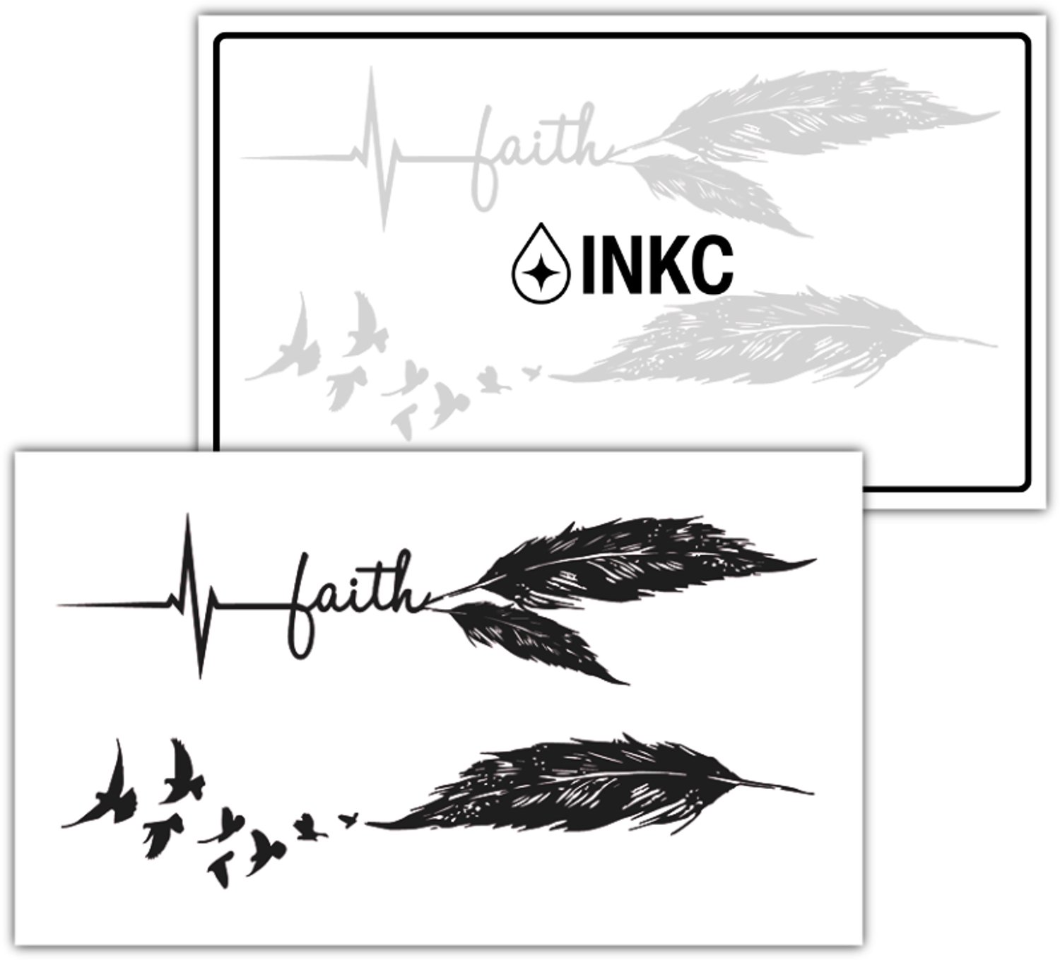 INKC - Tijdelijke Tattoo - Faith Veer - Nep Tattoo - Plak Tattoos - Blijft tot 2 weken - 7 x 12cm