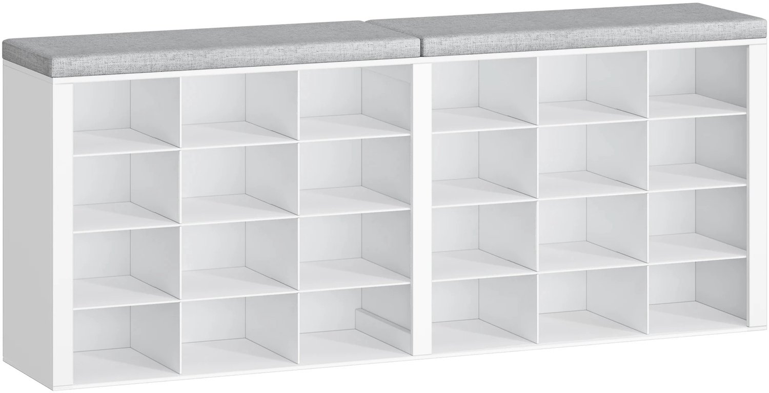 Prime Home Schoenenrek - Schoenenkast - Schoenenbank - Schoenenvakkenkast - Entreebank - Verstelbare planken - 24 vakken - Wit