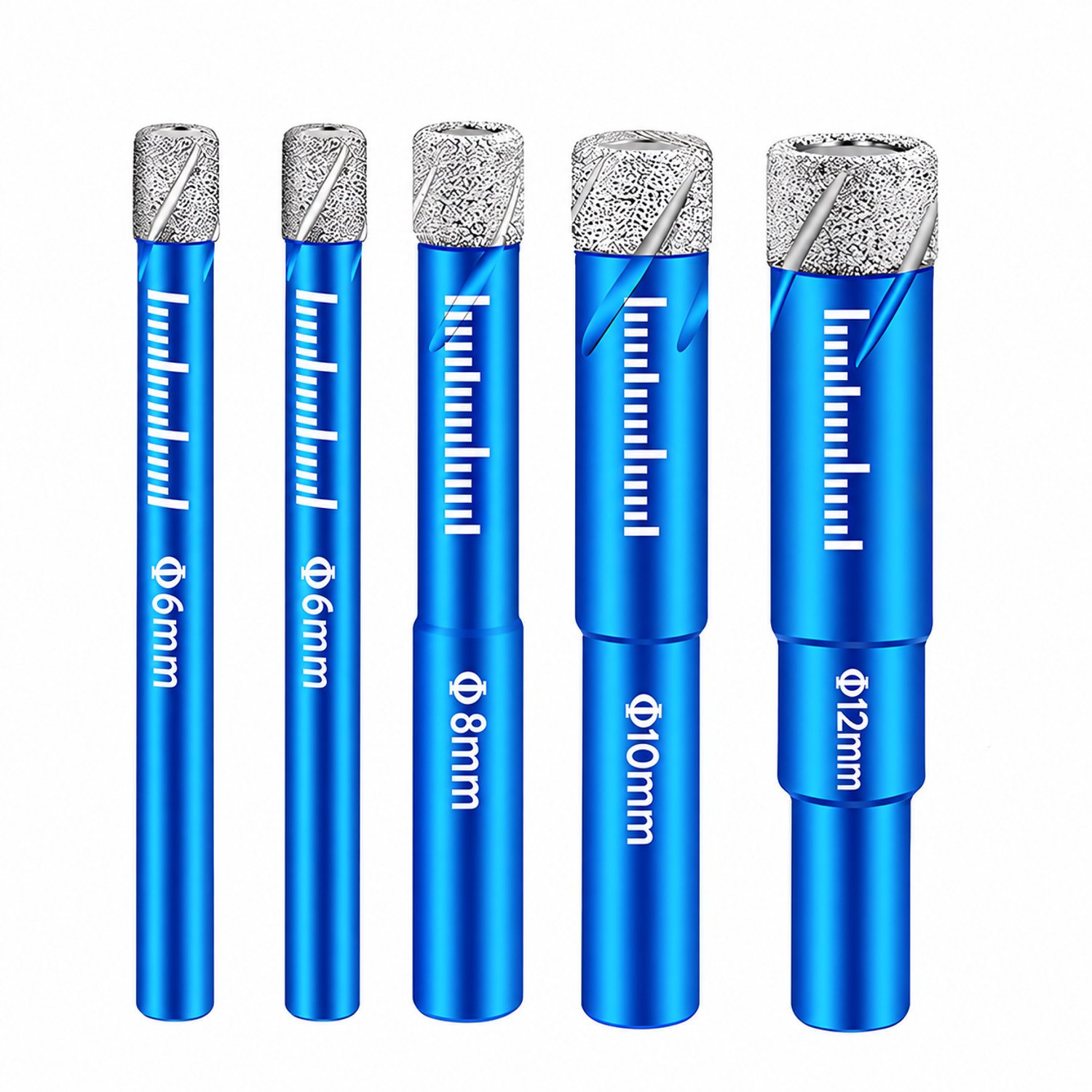 OUYLAF boorset - Diamantboor - tegelboor - diamantboren set -tegelboor set - diamantboor 6 mm - ø6,6,8,10,12 mm- 5 delig