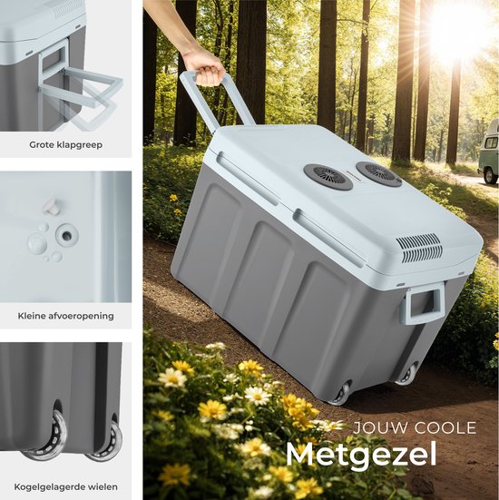 tectake® - Elektrische koelbox en warmtebox - Inhoud 40L - Licht en stil met ECO-modus - 56 x 39 x 42 cm - Met wielen, scheidingsrooster en draaggreep van TecTake — afbeelding 5